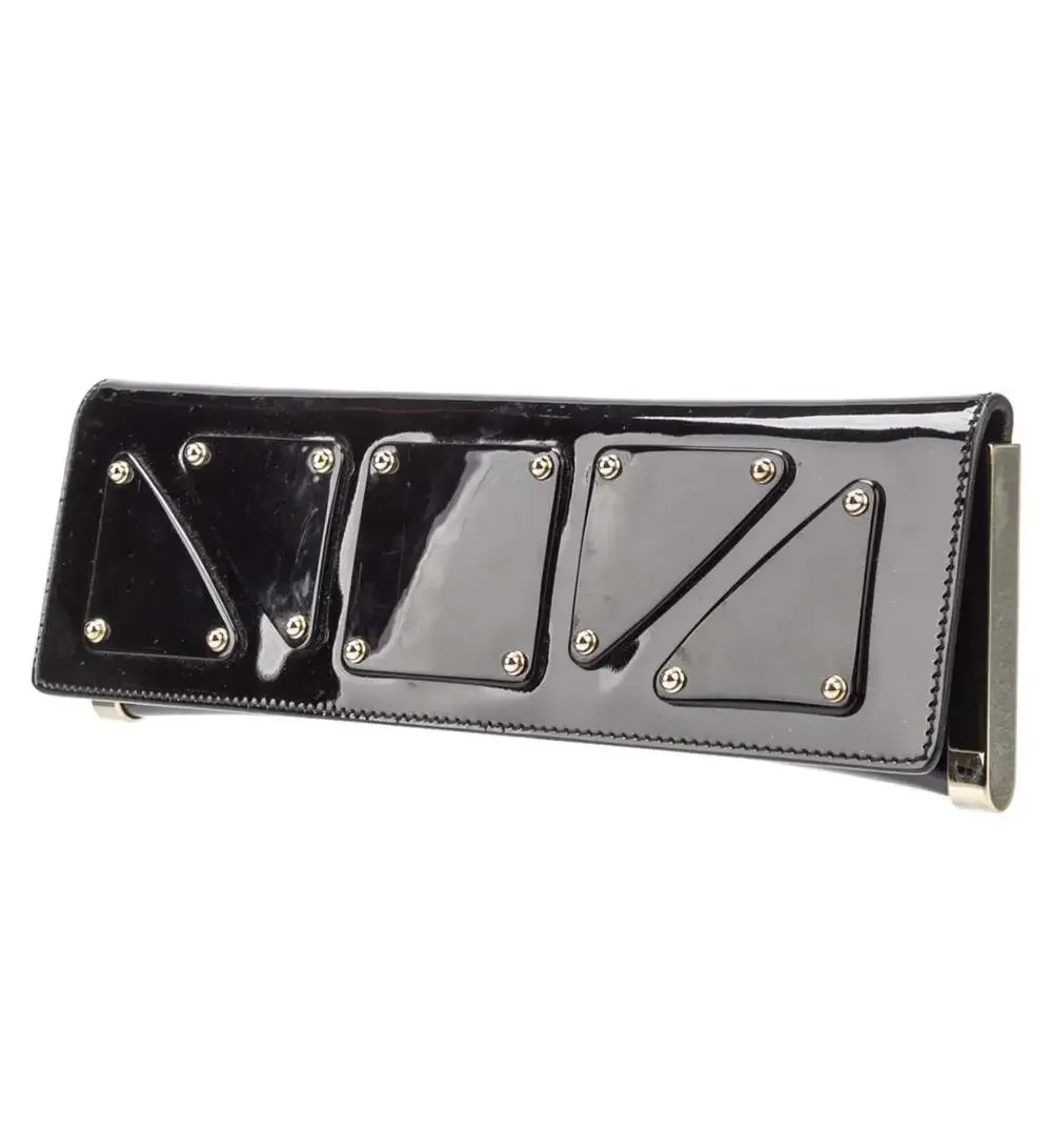 Vintage Gucci x Tom Ford Romy Patent Leather Black Mirror Lucite Clutch
